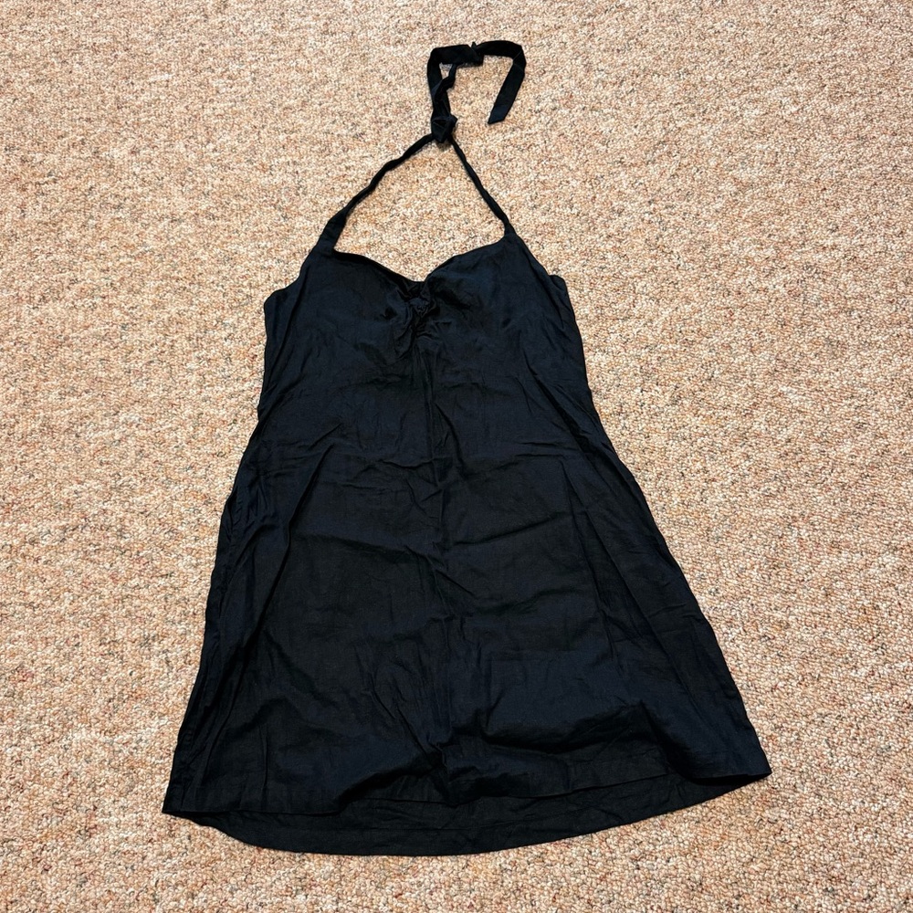 Old Navy Black Linen Halter Cami Dress